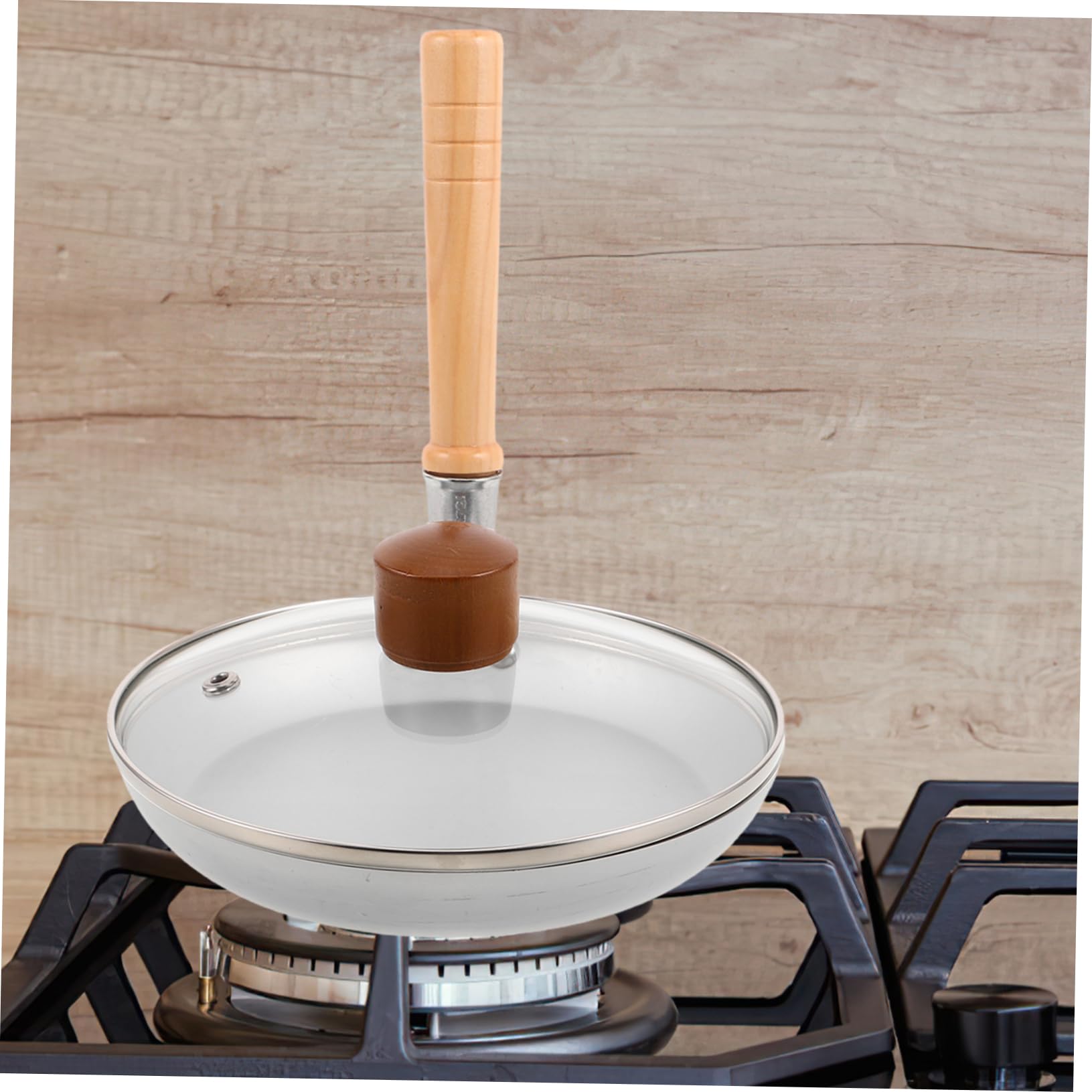 PRETYZOOM Padella Giapponese Mini Antiaderente con Coperchio, Manico in Legno e Vetro Temperato, per Tamagoyaki e Oyakodon in Cucine Piccole