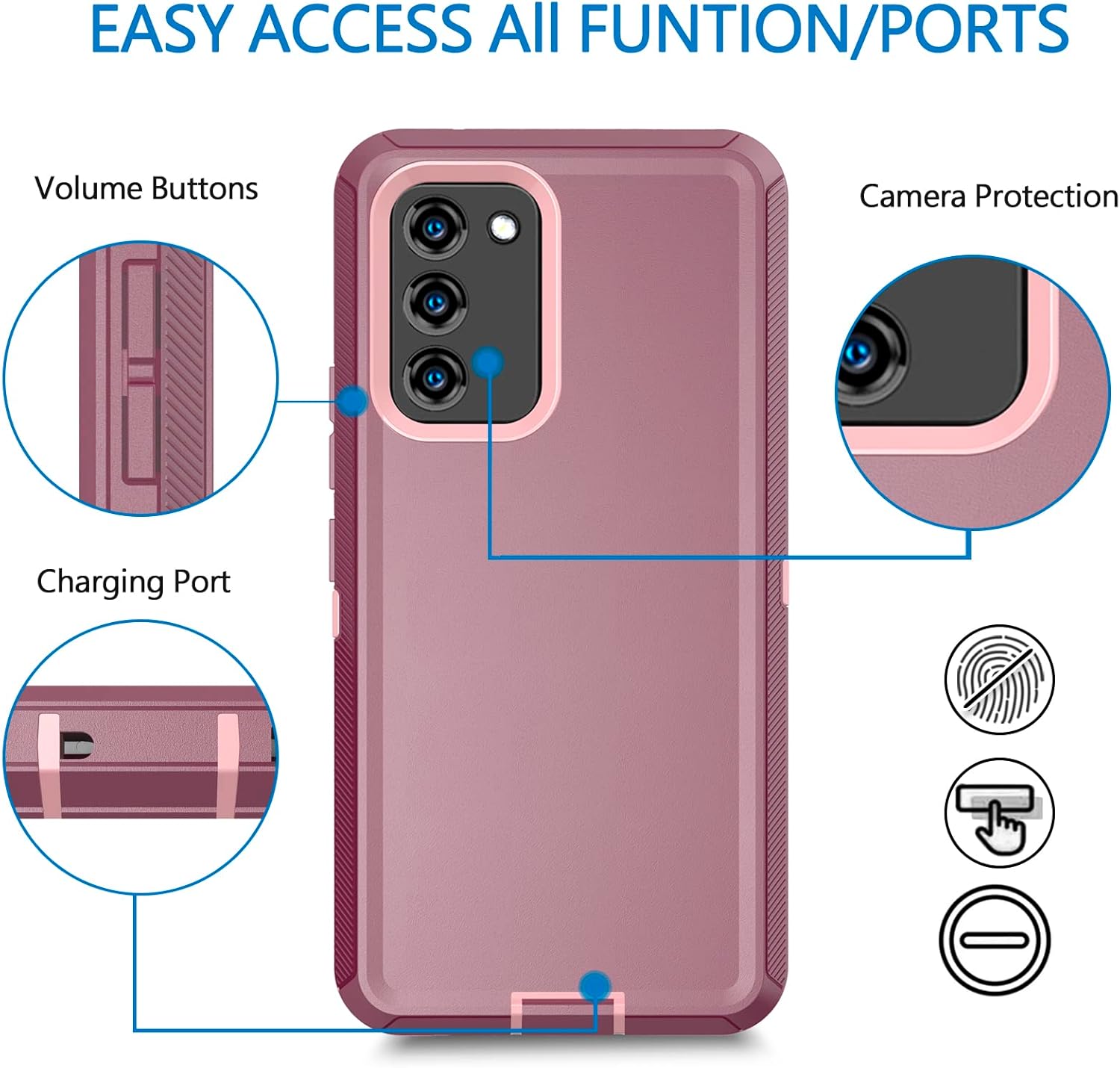 Case for Samsung Galaxy S20 FE 5G,Bisbkrar Phone Case [Military Grade] 3 in 1 Shockproof Rugged Protective, Heavy Duty Bumper Cover for Galaxy S20 FE 5G(Black(with Belt Clip)) (Purple) - Image 4