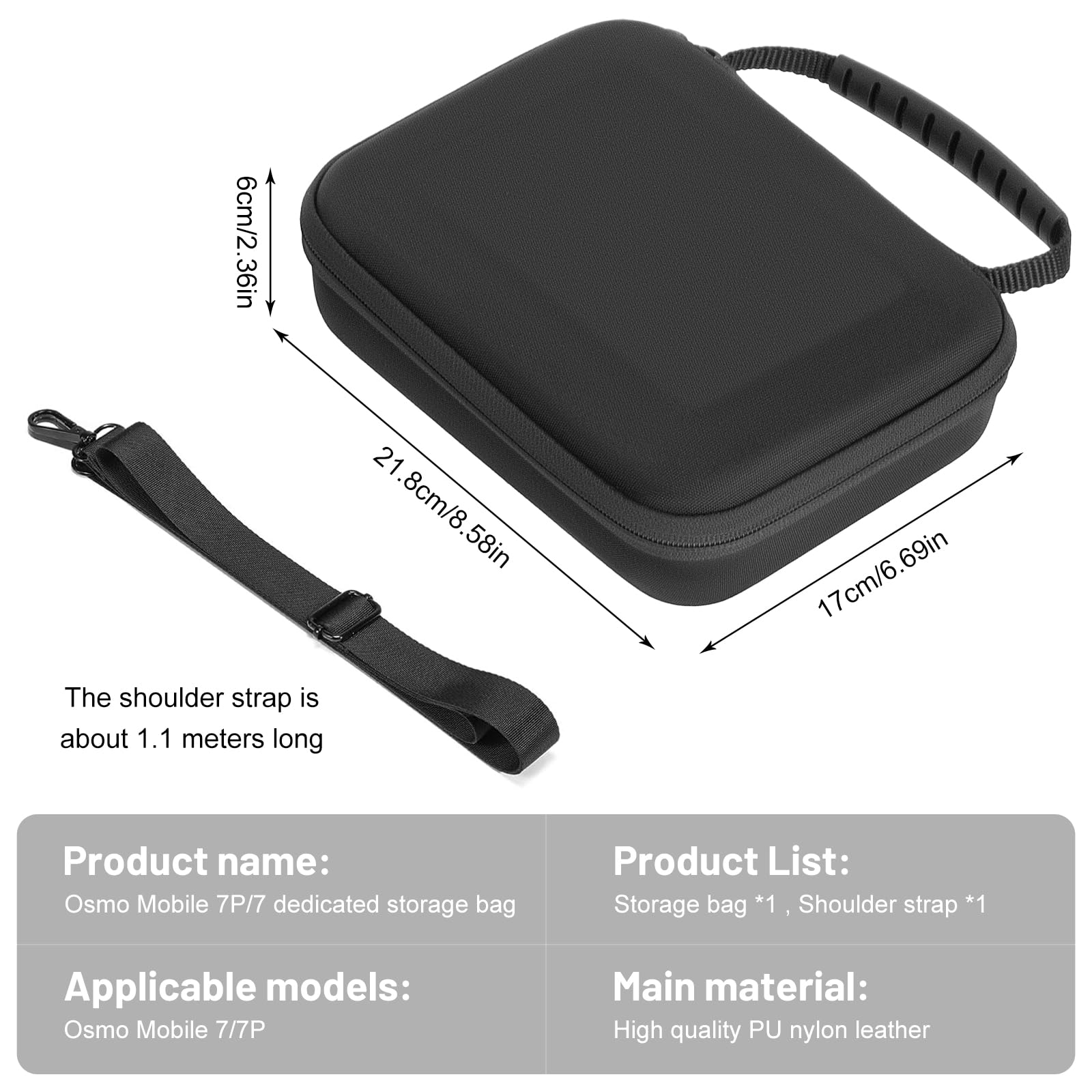 Étui Sac pour DJI Osmo Mobile 7P/8, Sac de Rangement Portable Compact pour DJI Osmo Mobile 7/7P/8 Vlog Combo