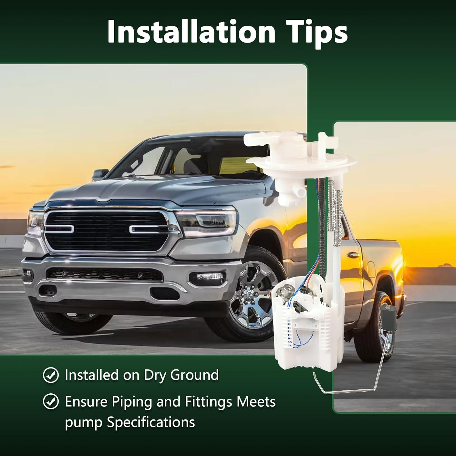 Fuel Pump Module assembly Compatible with Ram 1500 5.7L V8 2018; 1500 Classic 5.7L V8 19-22; 1500 Classic 3.6L V6 20-22 Replace OE FG2266 68399001AA 68399001AB, 68316734AA