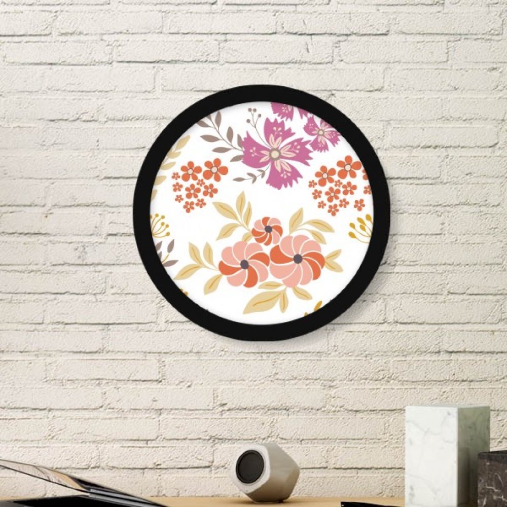 Cadre photo rond en bois noir avec peinture fleur blanc orange DIYthinker de petite taille