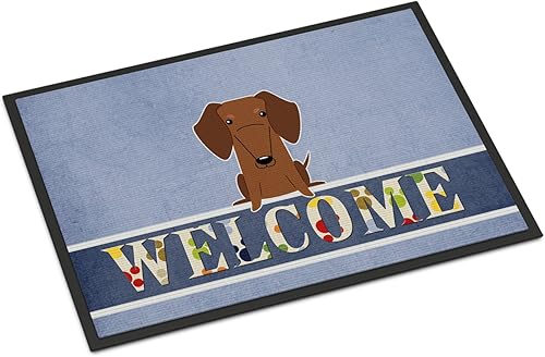 Caroline's Treasures BB5711MAT - Felpudo de bienvenida de 18 x 27 pulgadas, diseño de perro salchicha, para interiores y exteriores, antideslizante,