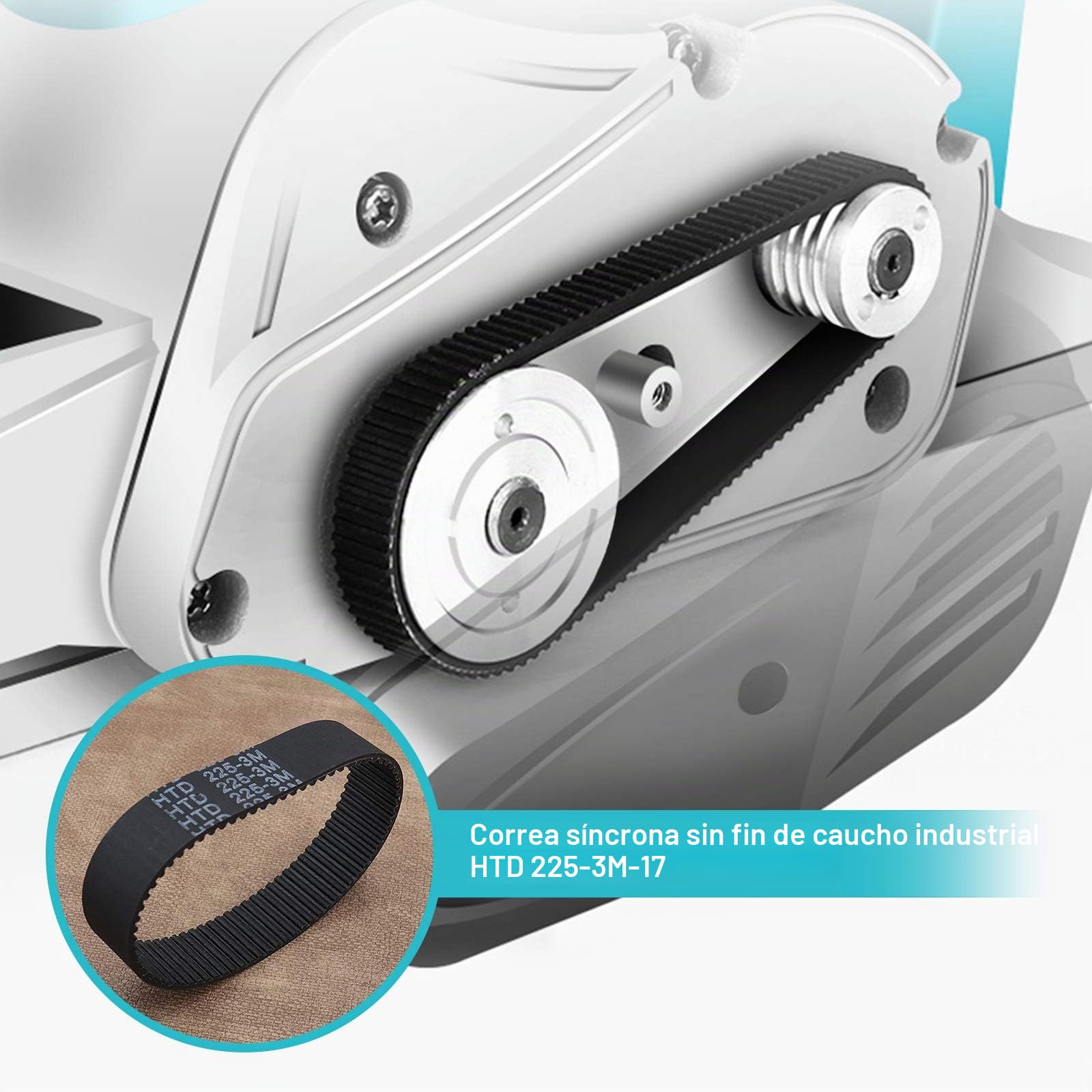 Create idea 2 Correas Dentadas de Goma HTD 225-3M-17 75T Correa Dentada de Circuito Cerrado Compatible con BOSCH PBS75A-GBS75A-GBS75AE SILVERCREST PARKSIDE PEBS 900