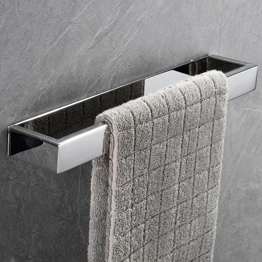 CALUCAB Bathroom Self Adhesive Towel Bar Stainless Steel Towel Rail without Drilling Chrome finish Towel Rail Holder for Bathroom kitchen (30cm)