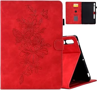 Case for Samsung Galaxy Tab S8 2022 & S7 2020 11 inch Model SM-X700/X706/T870/T875/T878, Suede Leather Cover with Kickstand, Auto Wake/Sleep, S Pen Holder for 11" Galaxy Tab S8 S7, Red