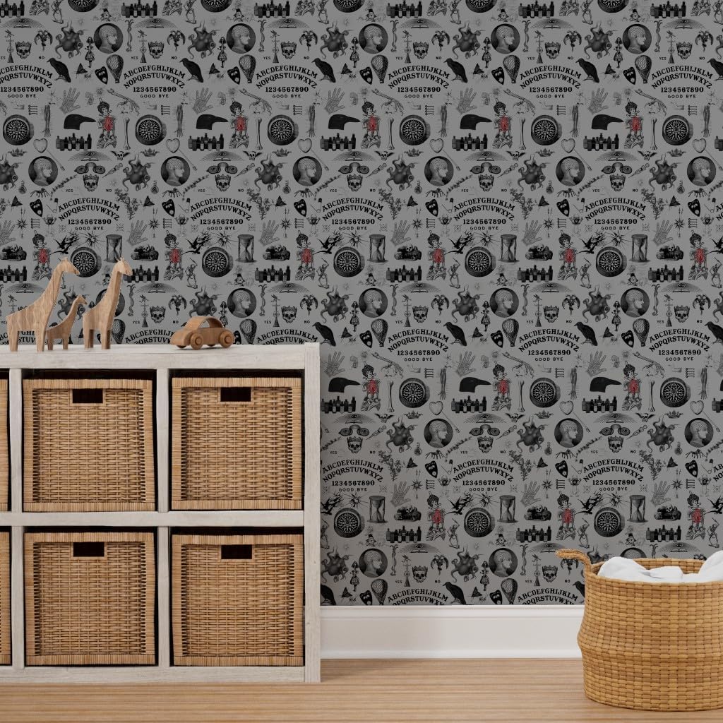 Spoonflower Peel & Stick Wallpaper 3ft x 2ft - Board Fortune Occult Halloween Steampunk Anatomy Medical Custom Removable Wallpaper