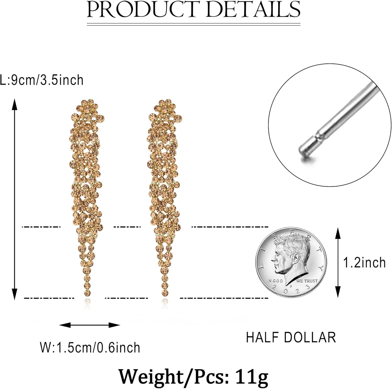 EVER FAITH Wedding Rhinestone Crystal Art Deco Statement Earring, Banquet Prom Long Chandelier Dangle Earrings for Women Bride - Image 6