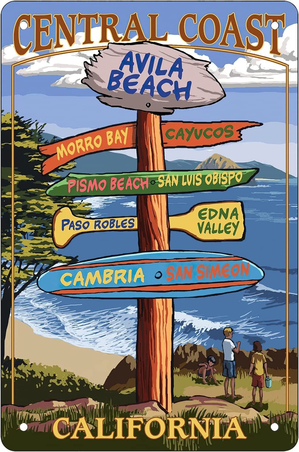 Durable Metal Sign - 8"x12" Avila Beach California Wall Decoration Use Indoor/Outdoor-Great Gift and Decor Vintage Rustic Art-Print at Home Poster Aluminum Tin Awesome Metal Poster Unframe