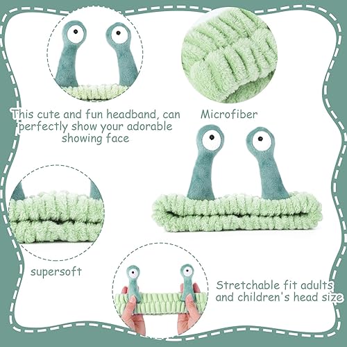 Miniatura 3 de Diadema de lavado facial, bandas para el cabello de palmera y caracol, diademas de maquillaje para mujer, de dibujos animados, de forro polar,