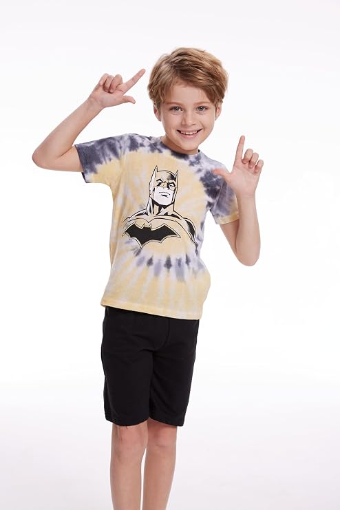 BATMAN Warner Bros Boys Short Sleeve Shirt and Shorts Set for Toddler and Little Kids Yellow/Black