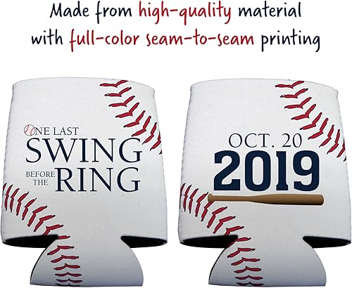 Miniatura 3 de VictoryStore Enfriadores de latas personalizados para despedida de soltero de béisbol, un último columpio antes del anillo, juego de 6 fundas