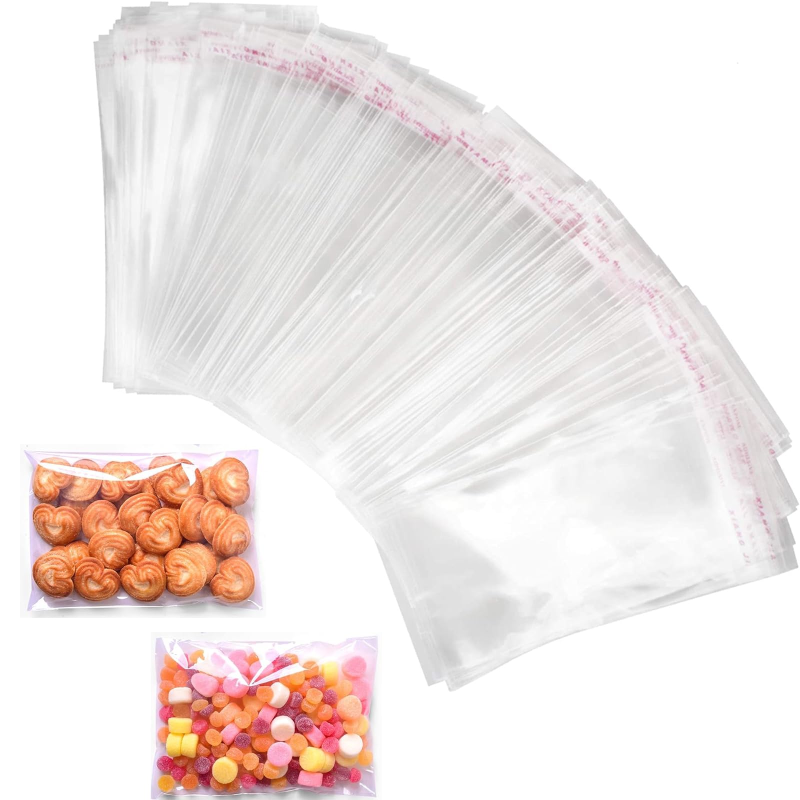 400 bolsas de celofán autoadhesivas de plástico transparente, bolsas de OPP pequeñas bolsas de celofán transparentes resellables para galletas, bolsas de celofán pequeñas para panadería, velas, jabón