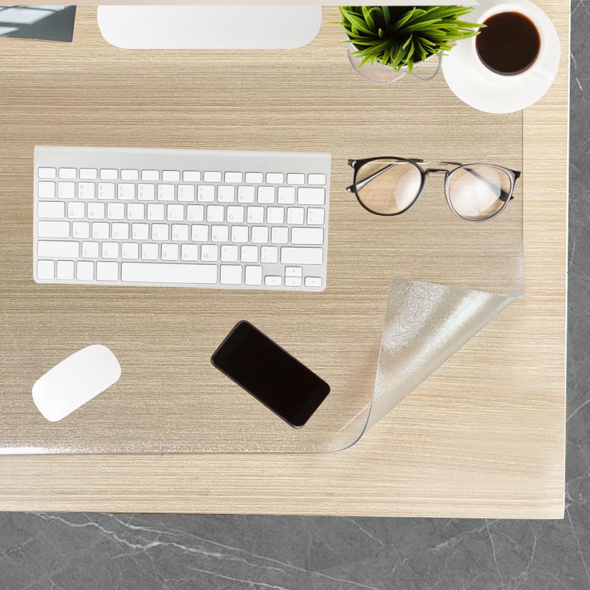 Translucent Mouse Pad,36 x 16 Inch Desk Pad, Large 2MM Thick Desk Pad, Waterproof, Non-Slip and Wear-Resistant Desk Protection Pad, Suitable for Home Office Desktop