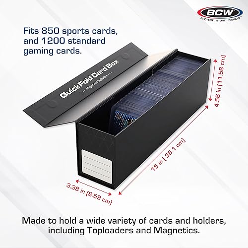 Miniatura 3 de BCW QuickFold - Cajas de tarjetas  Negro  Caja de almacenamiento de tarjetas con cierre magnético  Capacidad para 850 a 1200 tarjetas cada una  Se