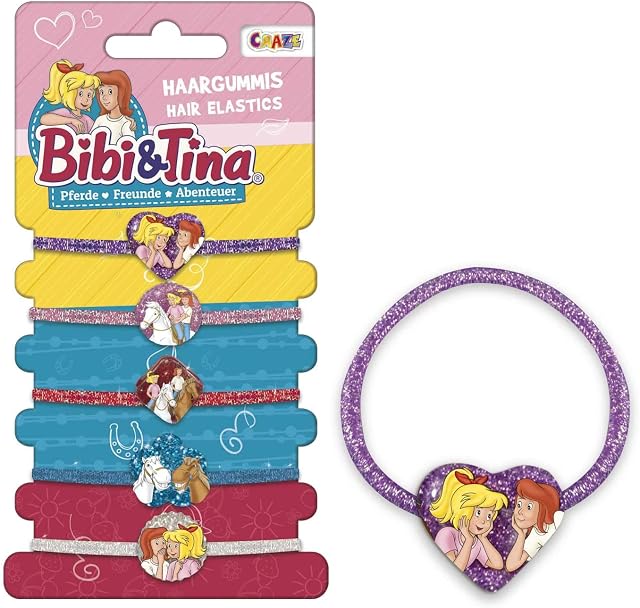 Craze Bibi & Tina 14752 dziewczęce gumki do włosów, 5 sztuk, różne kolory i modele