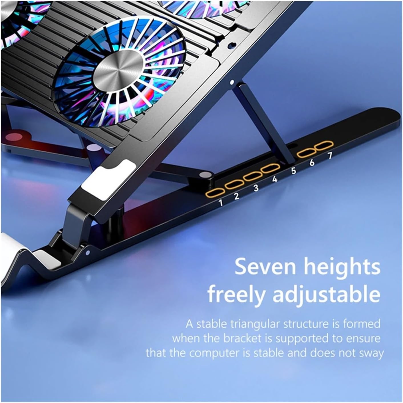 Silent Fan Laptop Cooler Pad Height Adjustable Notebook Stand for 11-17.3 Inch(4 Fan Black)