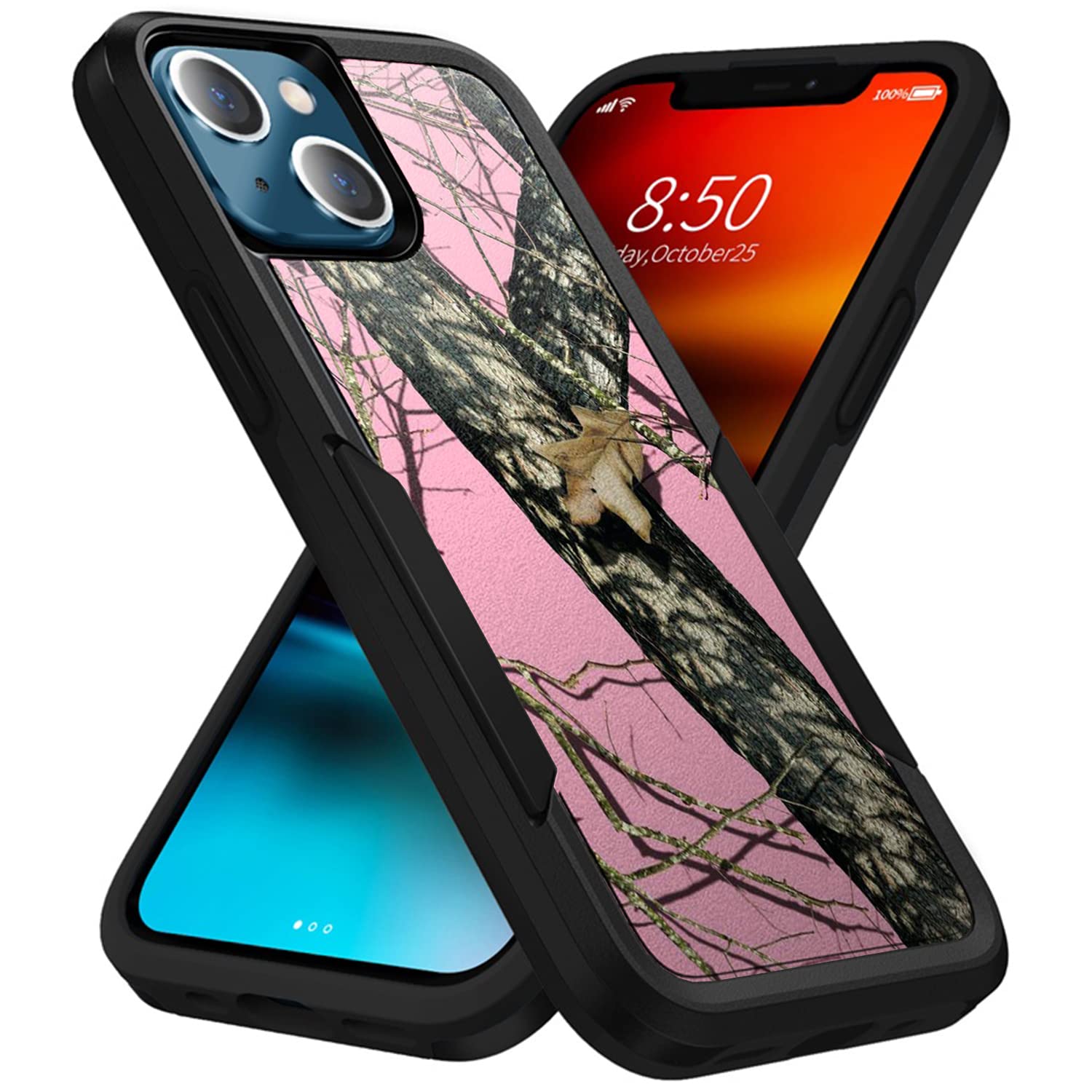 CasesonDeck Pink Compatible with Apple iPhone 13 (2021) / iPhone 13 Case (6.1") [Grip Tactical] Heavy Duty Case with Double Layer Protection and
