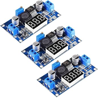 Pack of 3 DC-DC Buck Converte Adjustable Voltage Module DC-DC 4-40V to 3.3-24V Step-Down Converter Module with Digital Voltmeter Display