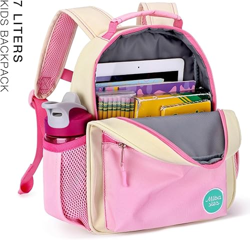 Miniatura 4 de mibasies Mochila escolar para niñas y niños, mochila escolar para preescolar y primaria.., beige rosado, Mochilas Daypack