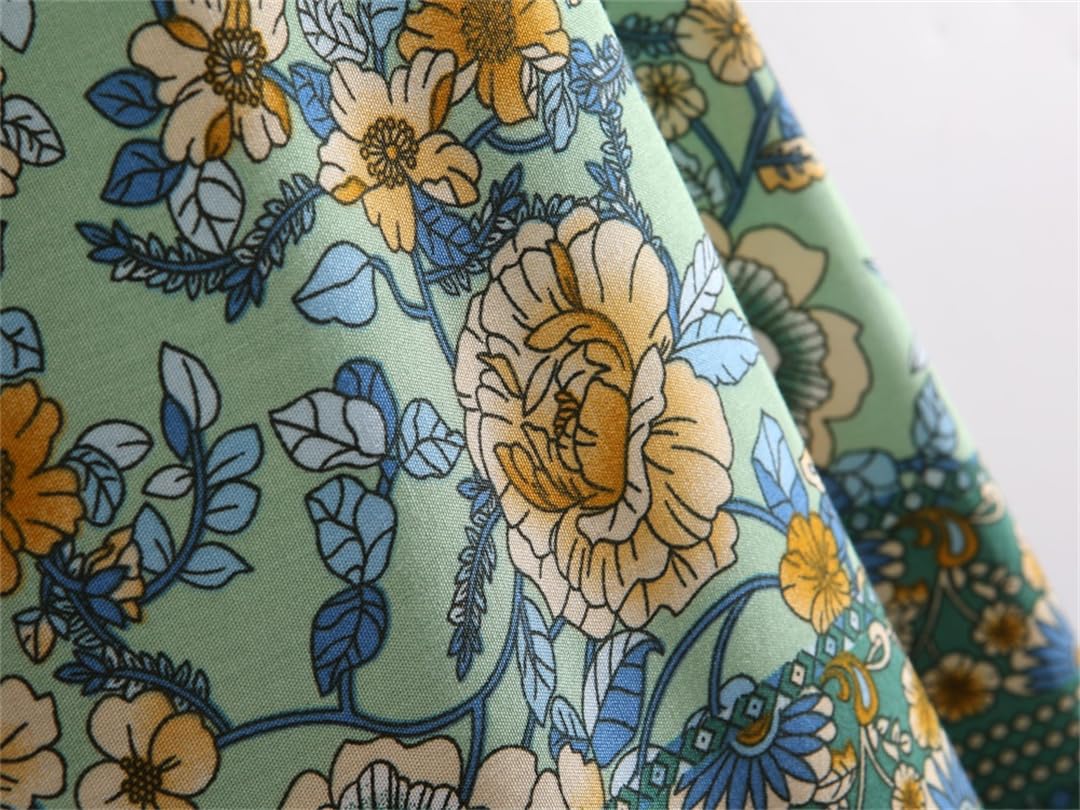 Robe kimono vintage EN8 à imprimé floral bohème pour femme