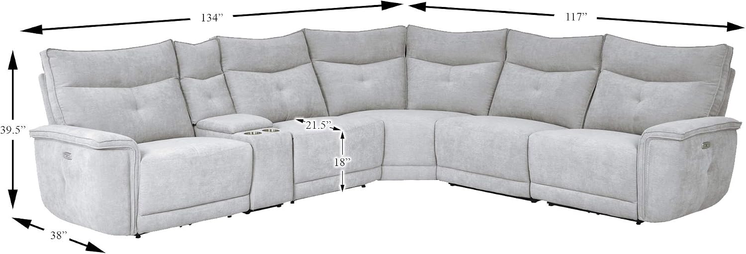 Homelegance 117" x 134" Manual Reclining Sectional Sofa, Gray