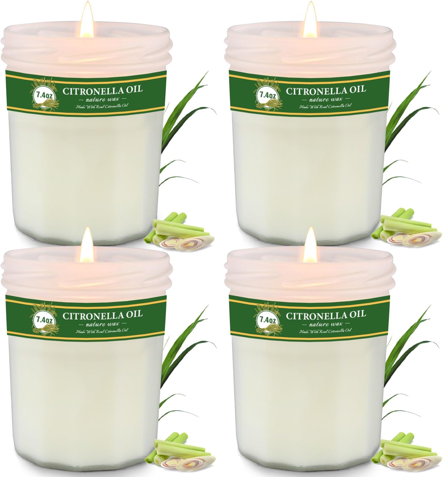 Citronella Candles Outdoor, 4 Pack 29.6oz Natural Soy Wax Citronella Candle up to 200 Hours Burning, Fresh Citronella Oil Candles Sets Summer Gifts for Garden, Patio, Yard, Balcony BBQ, Camping