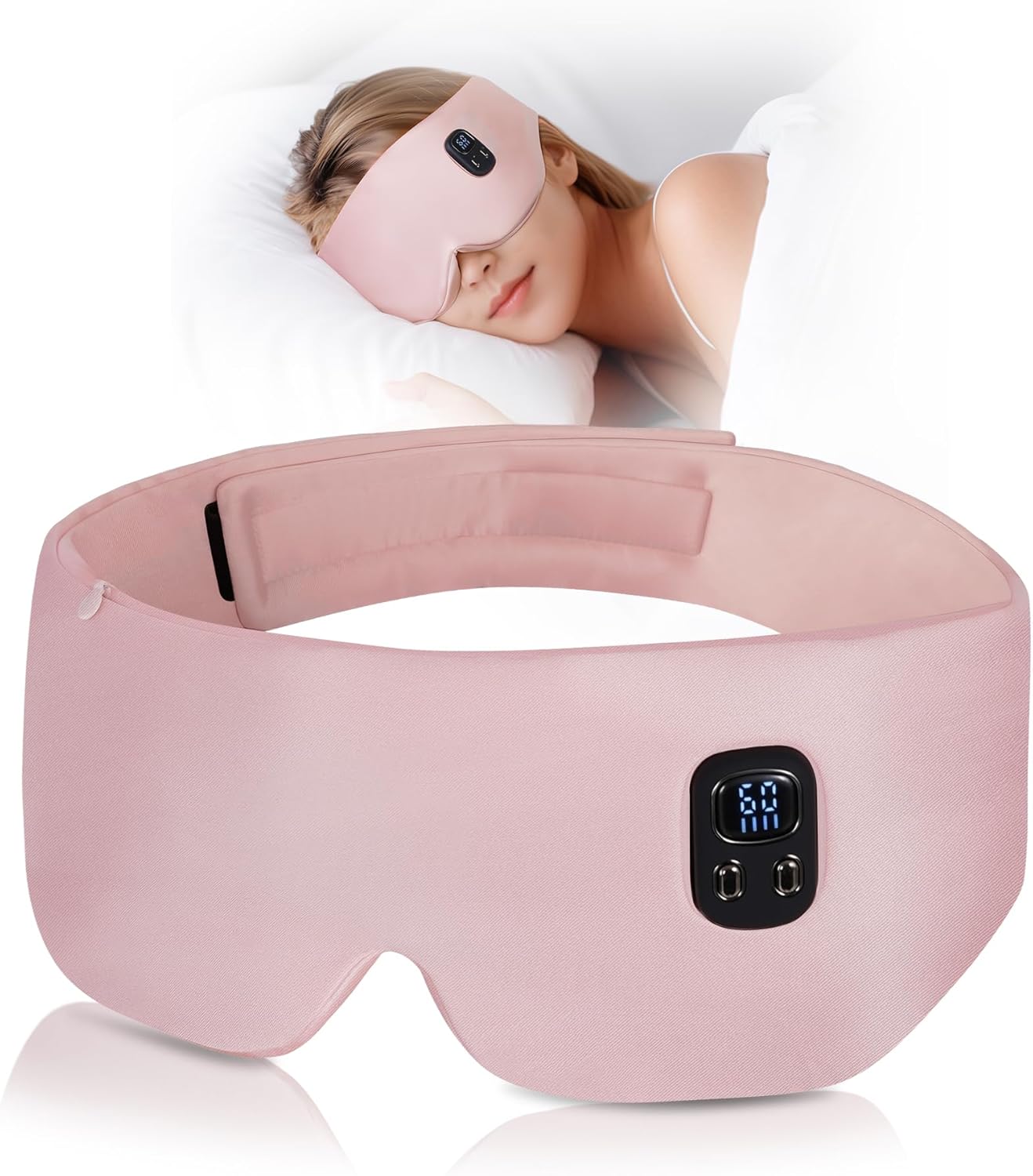 100% Mulberry Silk Cordless Heated Eye Mask, Cordless Heated Eye Masks for Dry Eyes, 4 Time Levels and 4 Temperature Settings, Visualized LED Screen, 1500mAh, Total Light Blocking