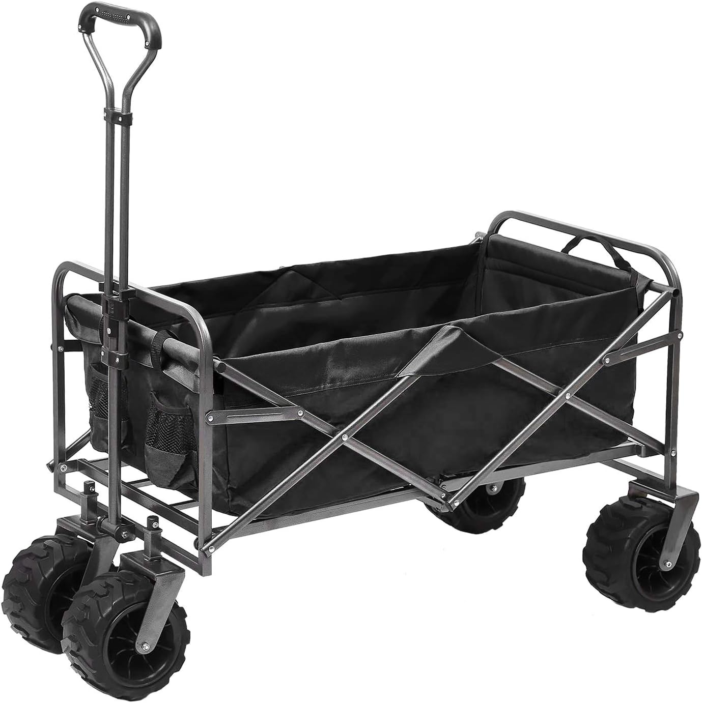 Outdoor Innovations Heavy Duty Collapsible All Terrain Folding Beach Wagon Utility Cart (Black)