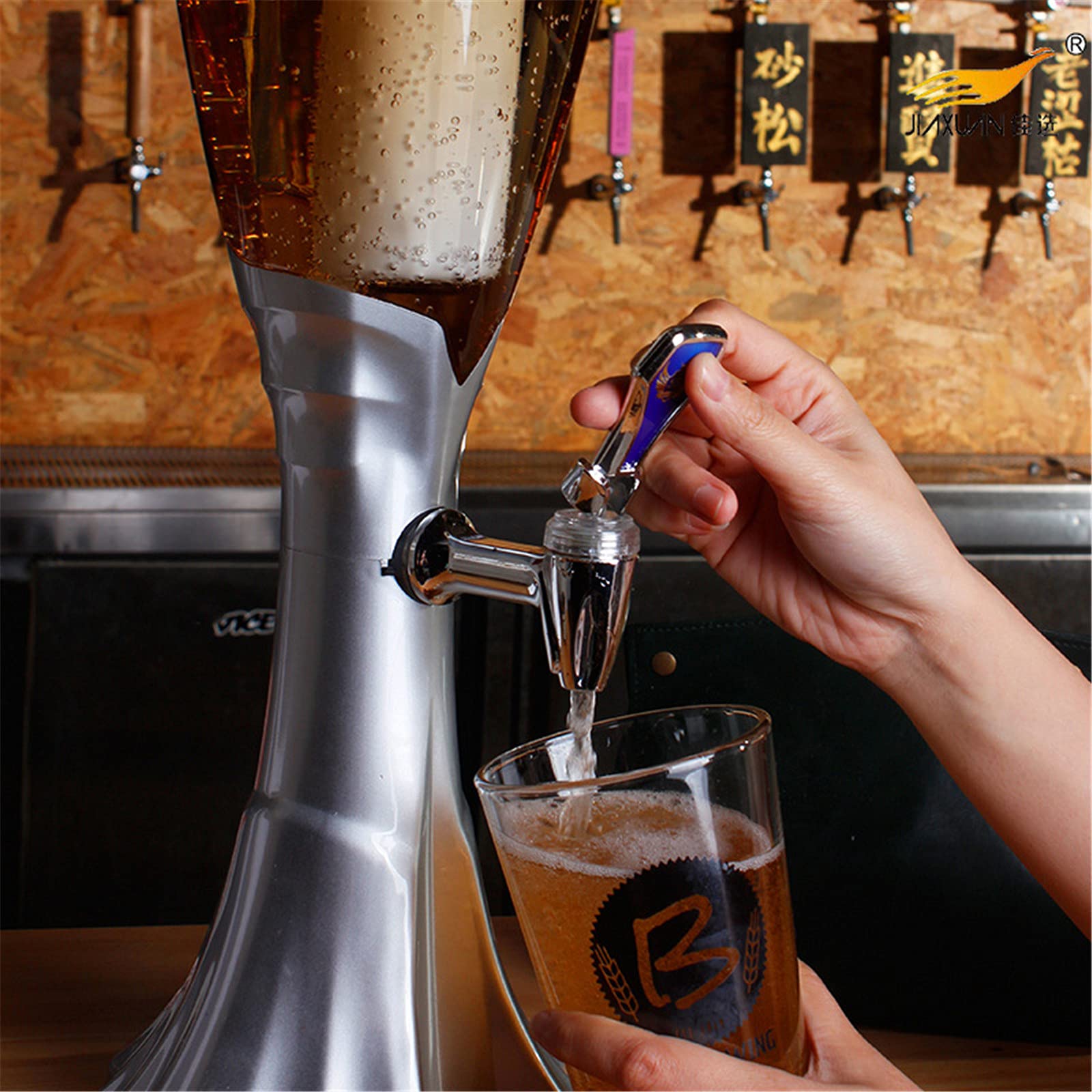 Wieża Piwa, Dozownik napojów Beer Tower Z latarnią Idealny na imprezy i gry w domu Akcesoria do baru Dozownik napojów w wieży piwnej,3,3.0L