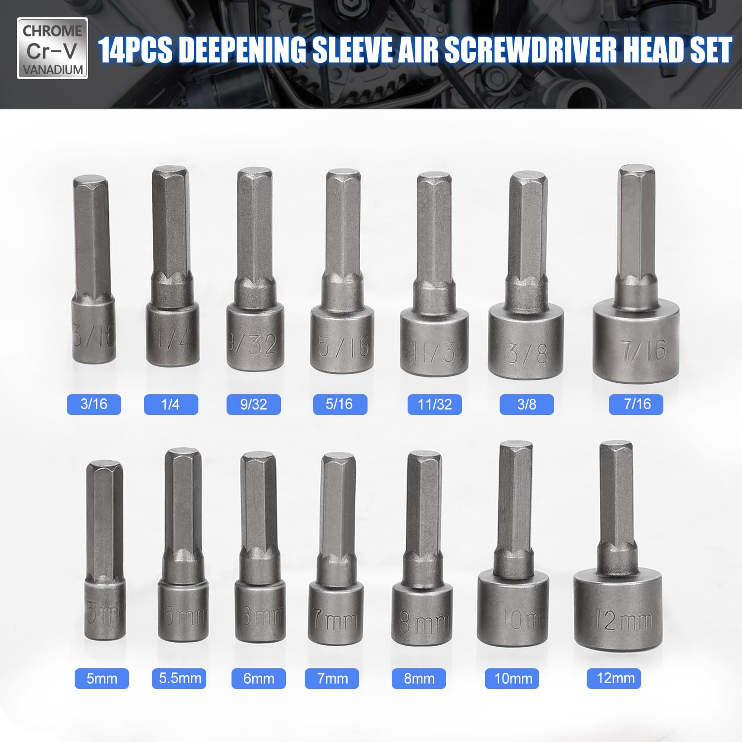 Nutmanel Steckschlüssel-Set – 14-teilig, Magnetisch, Für Akkuschrauber