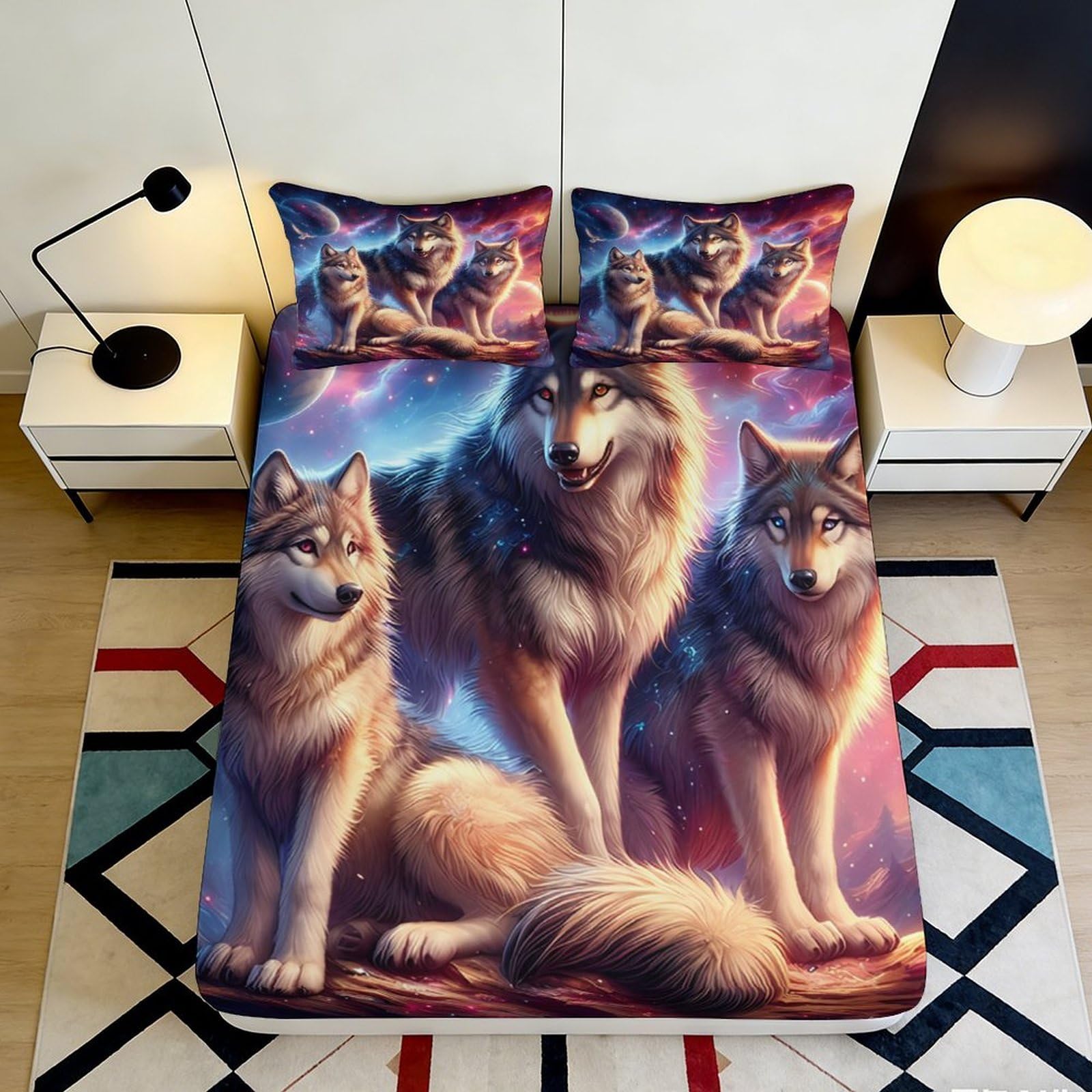 Kzqnxhjprl Style-6 3D Printed Wolf Forest Fitted Sheet Microfiber Soft Bed Cover For Bedroom Dorm Mattress Protection Decor 90X200x25cm