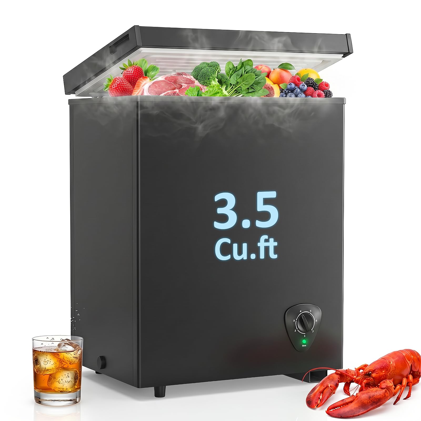 LifePlus BD-74D-Black 3.5 cu ft Chest Freezer Black