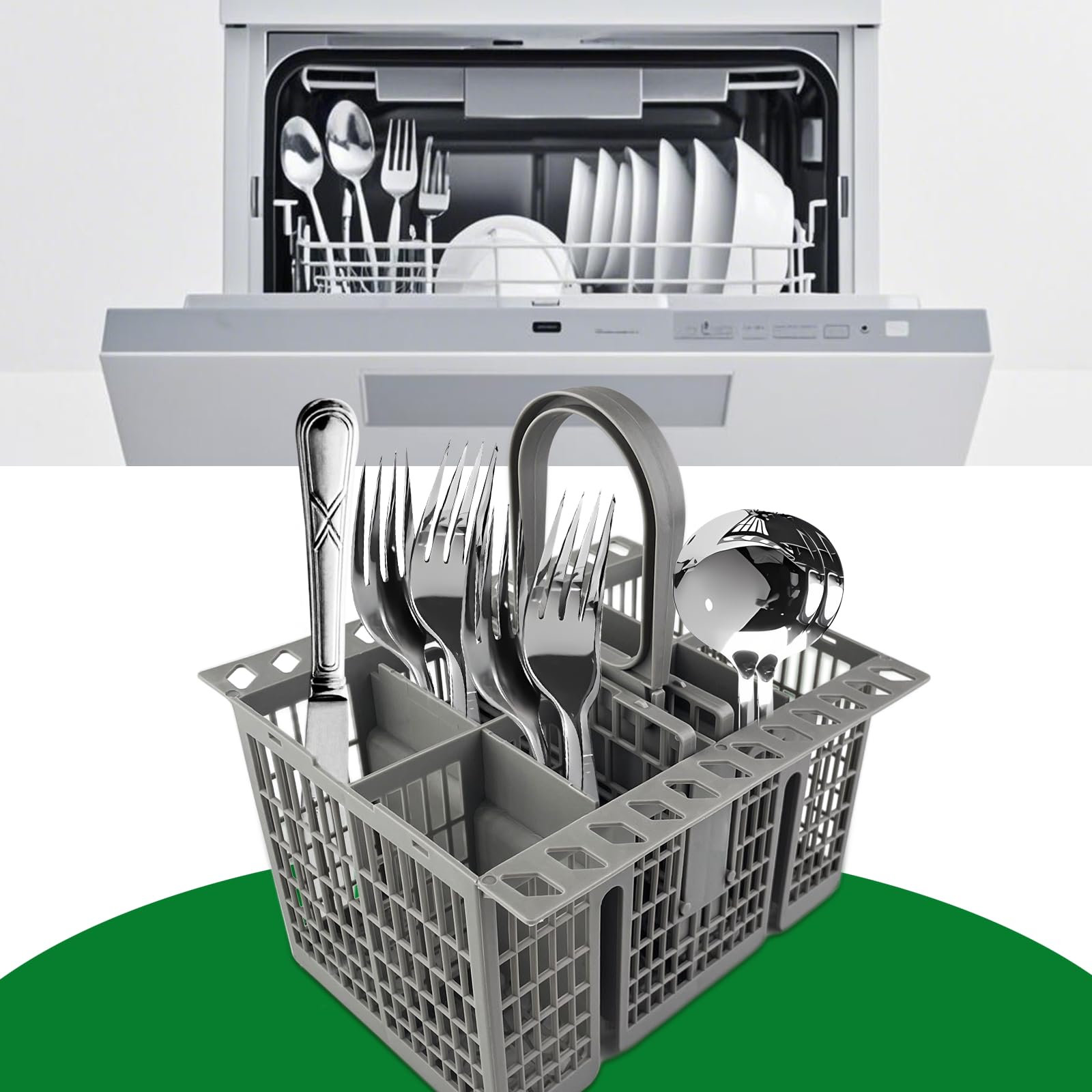TERRARIDE Cesta para cubiertos para cesta inferior 22,5 x 21 x 16 cm para Hotpoint, Indesit,Whirlpool Bauknecht Ikea 488000386607,99673-8729,C00257140,C00386607 - Cesta para lavavajillas — view 5