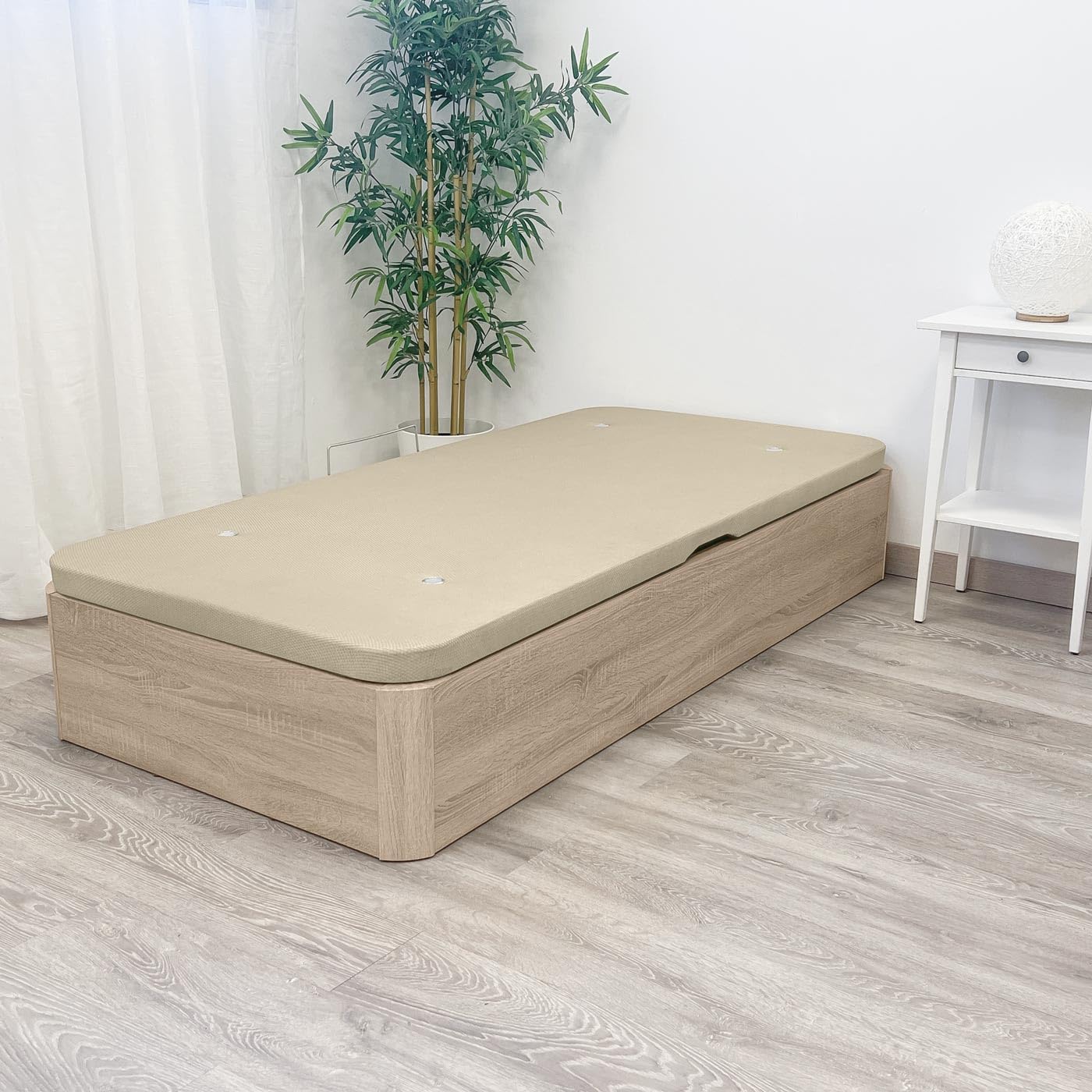 Homey - Canapé Abatible Apertura Lateral de Madera con Gran Capacidad, Espacioso, Transpirable y Resistente, Esquinas Redondeadas, 105 x 190, Cambria