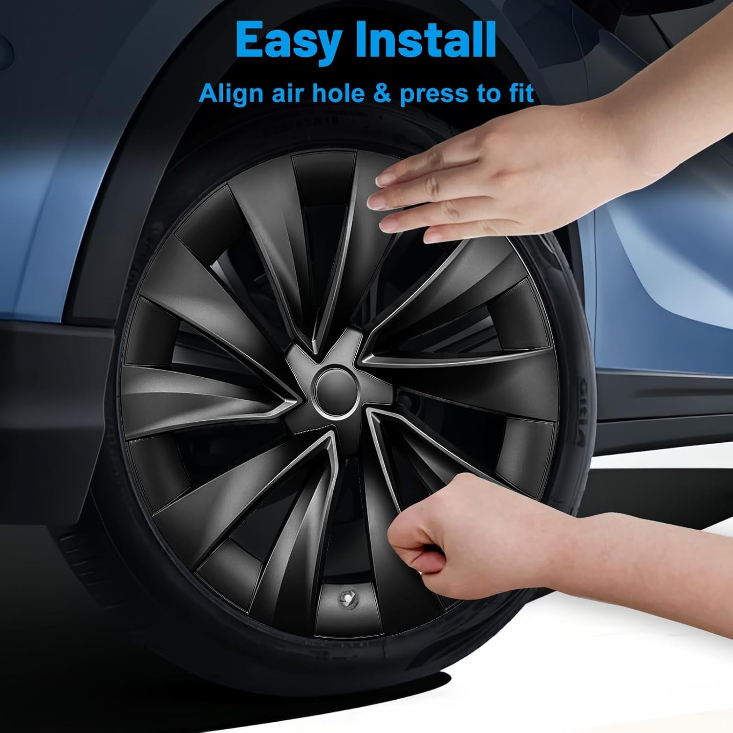 Wheel Cover for Model Y 20 Inch 2025 2026Upgrade Abs Matte Black Hubcaps (Twist(Only 2025-2026))