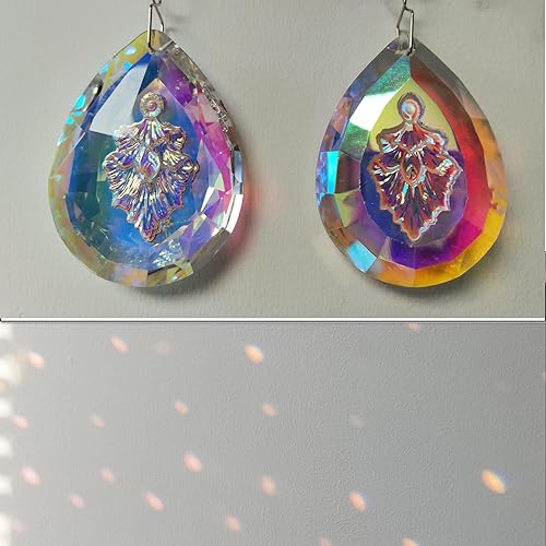 Miniatura 5 de 2 colgantes colgantes de 2.9 pulgadas  2.913 in de hoja perenne de árbol de hoja perenne, prisma de cristal para ventana, pared y decoración de