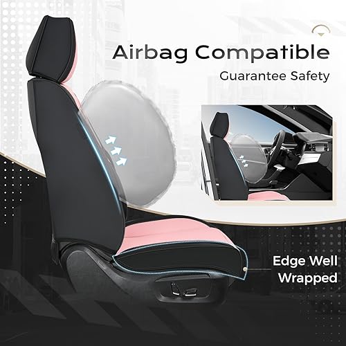 Miniatura 171 de Coverado - Fundas para asientos delanteros de automóvil, 2 piezas - Cojín de piel Nappa, protectores impermeables de ajuste universal para sedanes