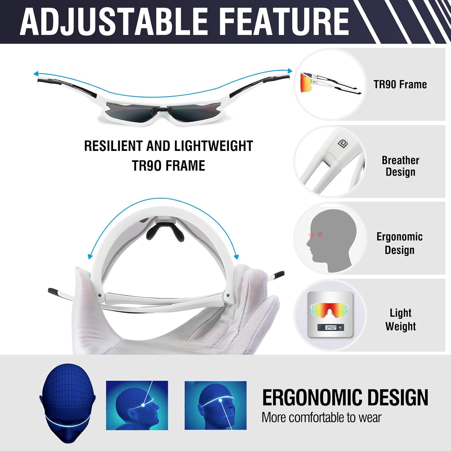 DUCO Sports Polarized Sunglasses for Men Women Running Sunglasses Fishing Cycling Baseball Glasses UV400 Protection DC0023 - Image 4