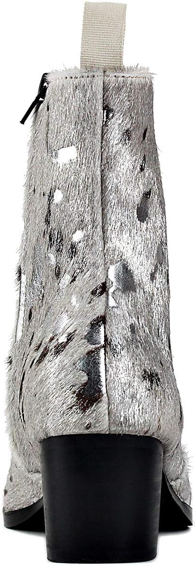 OSSTONE Men Chelsea Ankle Boots Leather Pony Hair Leopard Boot with Side Zipper Heel Boots JY012 - Image 3