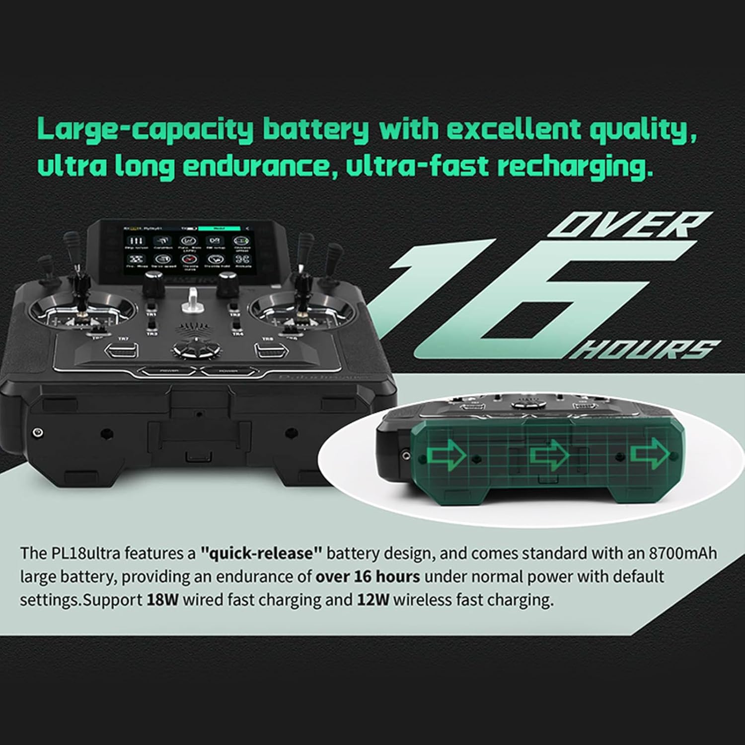 GoolRC Flysky Paladin PL18 Ultra Radio Transmitter and FTr8B Receiver Combol Set, 2.4GHz 18 Channels Remote Controller for RC Airplane Helicopter Car Boat Robot Glider