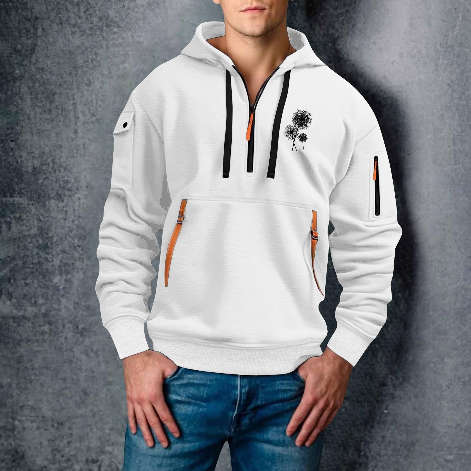 Sudadera Sin Mangas Hombre con Capucha Y Estampado De Diente León para Hombre, 2026, Tela Cuentas, Informal Cómoda. Camiseta Entreno Camisa Manga Corta Men's Clothing Chaquetas Chaqueta