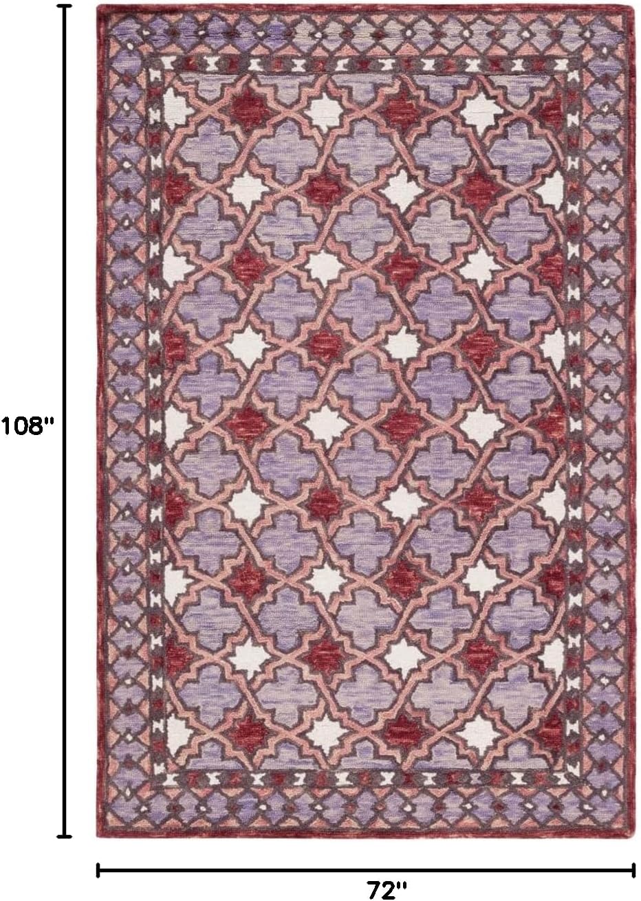 SAFAVIEH Aspen Collection Area Rug - 6' x 9', Red & Pink, Handmade Boho Wool, Ideal for High Traffic Areas in Living Room, Bedroom (APN121Q)
