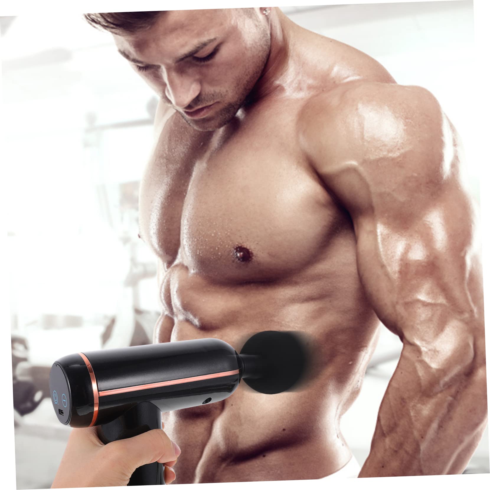 Abaodam Pistola Massaggio Muscolare Profonda Rilassamento Muscolare Portatile USB 4 Testine Massaggianti per Yoga e Viaggi 1800mah Nero