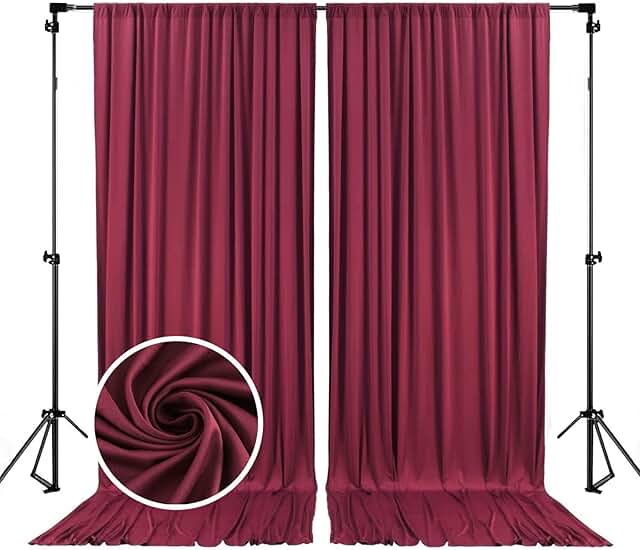 10 x 7 Feet Burgundy Backdrop Curtain for Partie, Background Curtains fo...