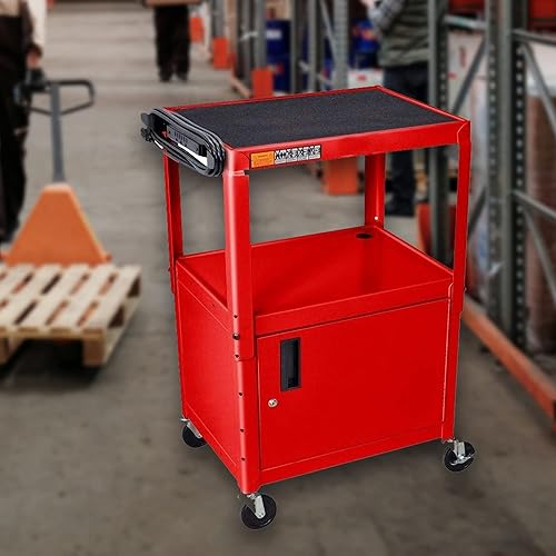 Miniatura 7 de Offex Carrito AV de acero de altura ajustable con gabinete paquete de 2