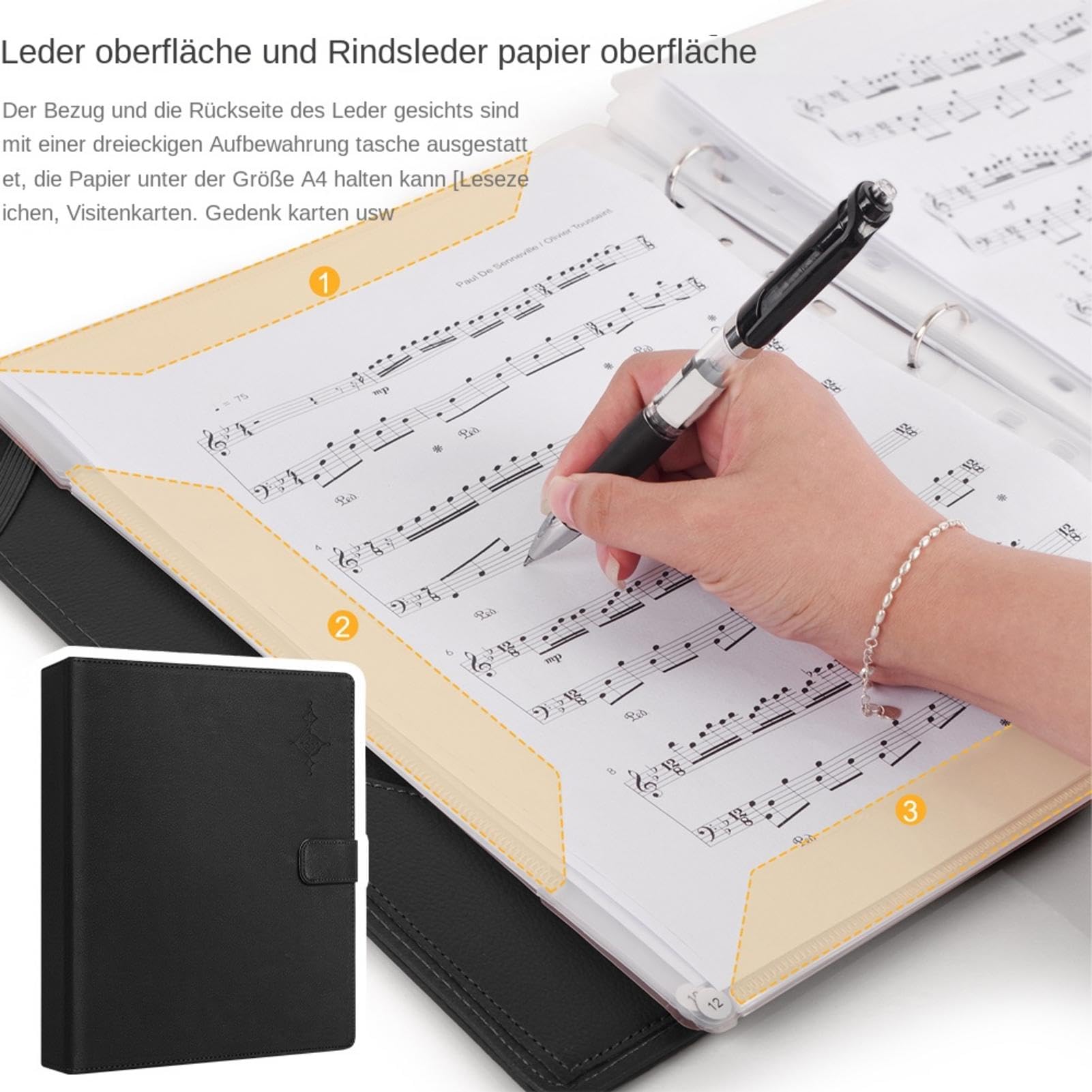 Cartella per file musicali, organizer per appunti, organizer per appunti