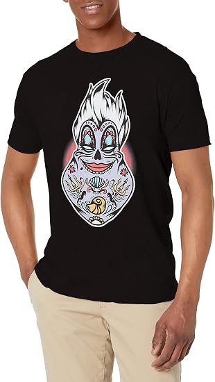 Disney Young Men's Villains Sugar Skull Ursula Young Men's Short Sleeve Tee Shirt