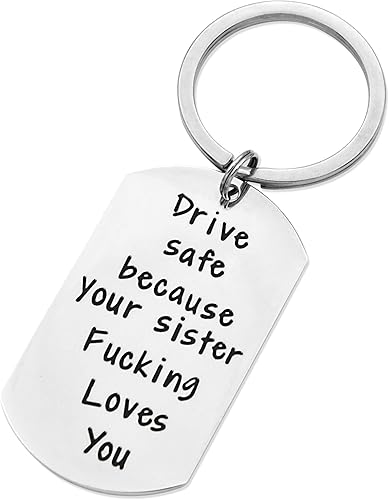 Llavero con texto en inglés Drive Safe I Need You Here With Me, regalos para novio con texto en inglés "I Love You", regalo de cumpleaños para marido