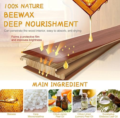 Miniatura 5 de Spray de cera de abejas natural, limpiador en aerosol de cera de abejas, el pulidor y limpiador original de muebles de cera de abejas, aerosol de