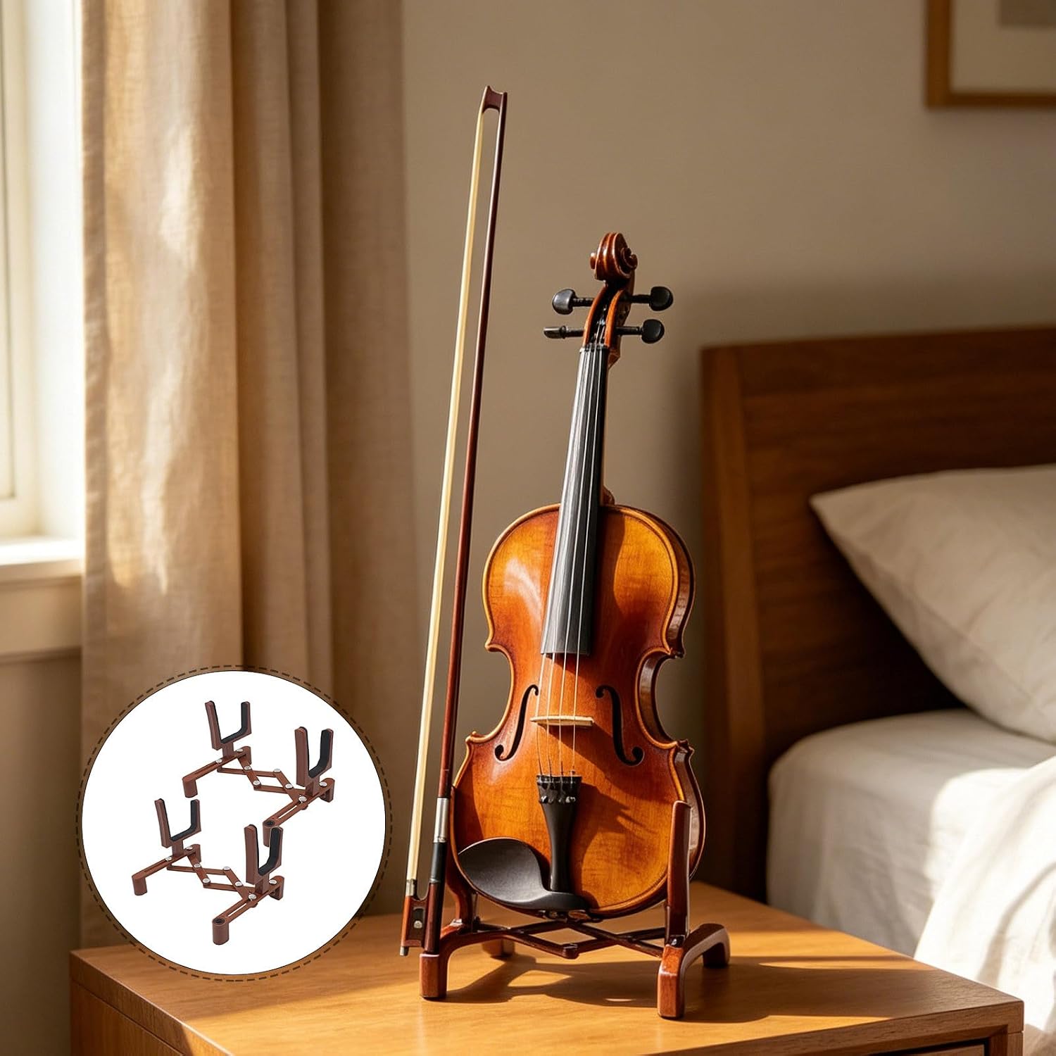 2pcs Violin Viola Stand - Foldable Stand for Travel Or Orchestra Rehearsal - Collapsible for On-the-Go Musicians, Fits Violin & Viola